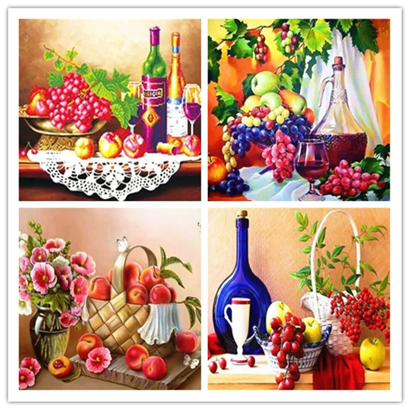 DIY Алмазная живописная вышивка Красное вино Новый Полный Бриллиант картина