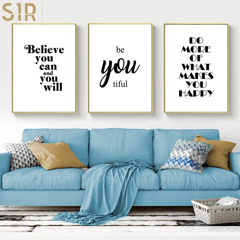 

Live Love Laugh Inspiring Quotes Wall Art Canvas Painting Black White Wall Poster Prints For Living Room Modern Home Decor