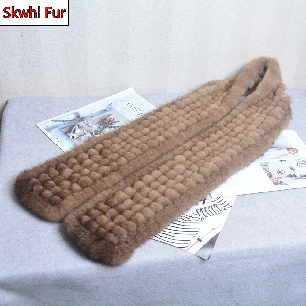 

Fashion Hot Sale Winter Warm Soft Women Real Mink Fur Scarf Lady Genuine Mink Fur Wrap Scarves Knitted Mink Fur Shawl Scarves