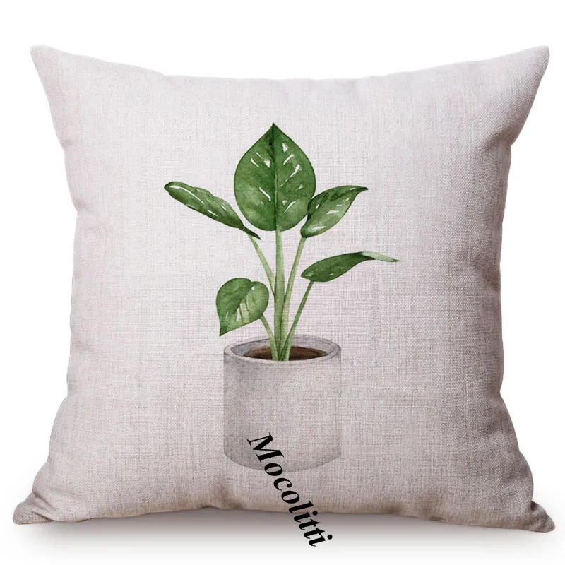 Green Plant Nordic Concise Small fresh Home Decorative Cushion Cover Cactus Aloe Potted Office Sofa Throw Pillow 18&quot | Дом и сад