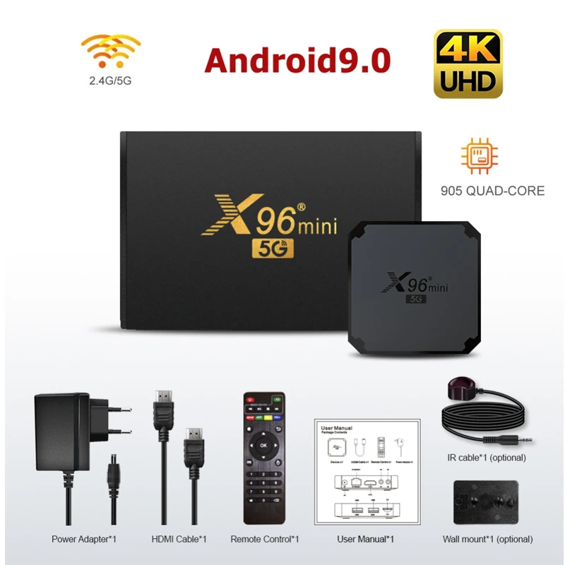 

ТВ-приставка X96mini, 4K, 2,4G, Android, Wi-Fi