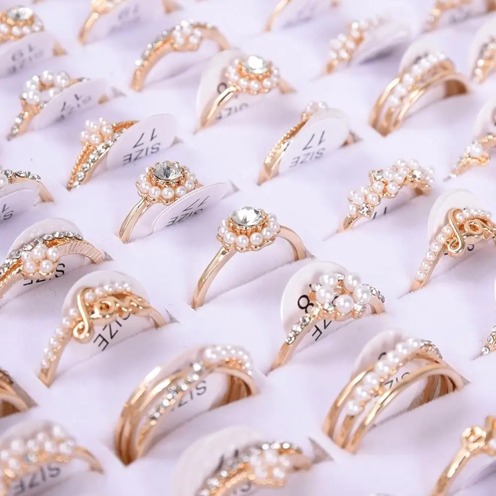 Оптовая продажа 5 шт./лот золотые классические модные кольца из искусственного