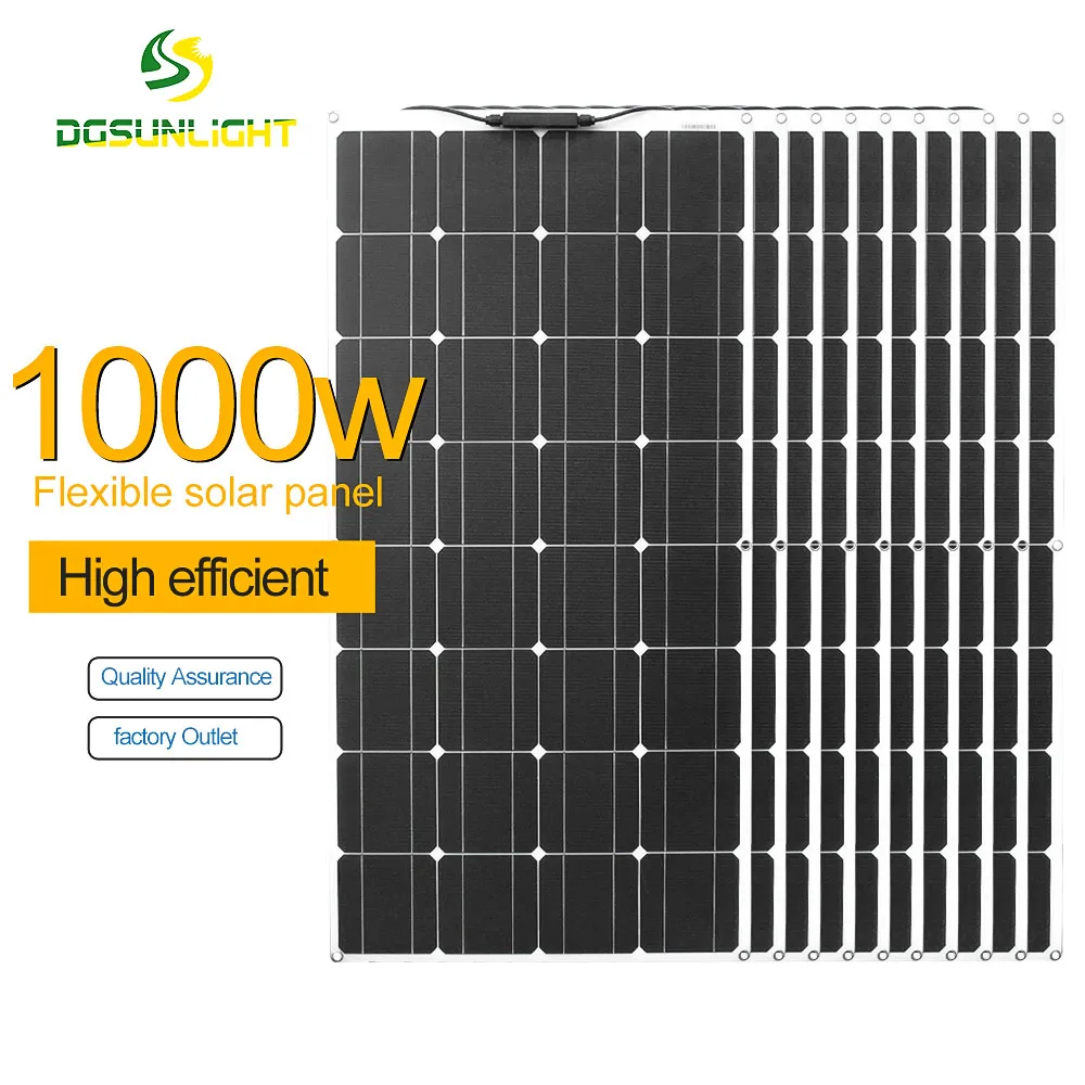 12v солнечная панель 100w 10pcs 1000w батарея Зарядка моно домашняя Гибкая набор