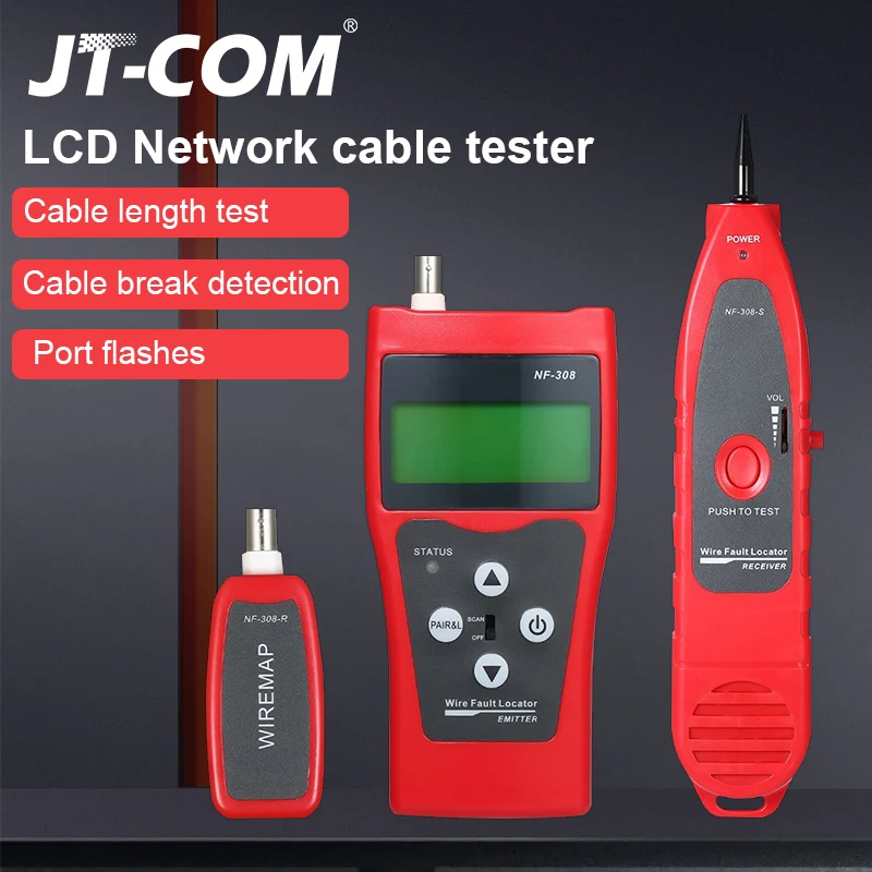 Network Monitoring Cable Tester NF-308 LCD Wire Fault Locator Wire Tracker RJ45 RJ11 Ethernet Cable Continuity Tester