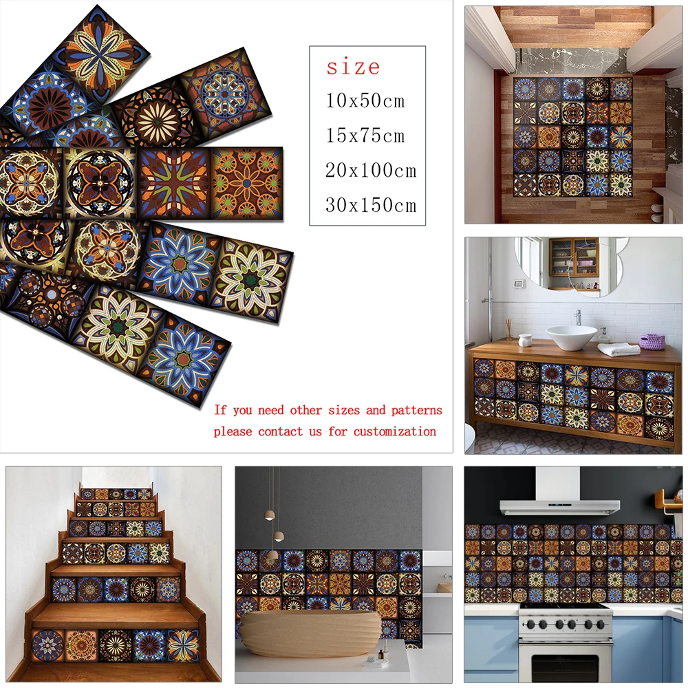 

Moroccan Strip Tile Self-adhesive PVC Wall Sticker Refurbish Kitchen Shower Bathroom Veranda Home Decoration Mural Wallpapers