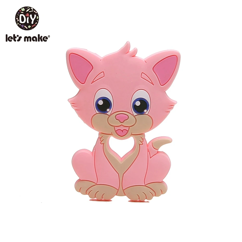 Pink Cat 1 шт. силиконовый Прорезыватель для зубов Bambi Sika олень сенсорная игрушка для новорожденного ребенка аксессуары для ухода за ребенком органический Прорезыватель для зубов - Цвет: Pink Cat