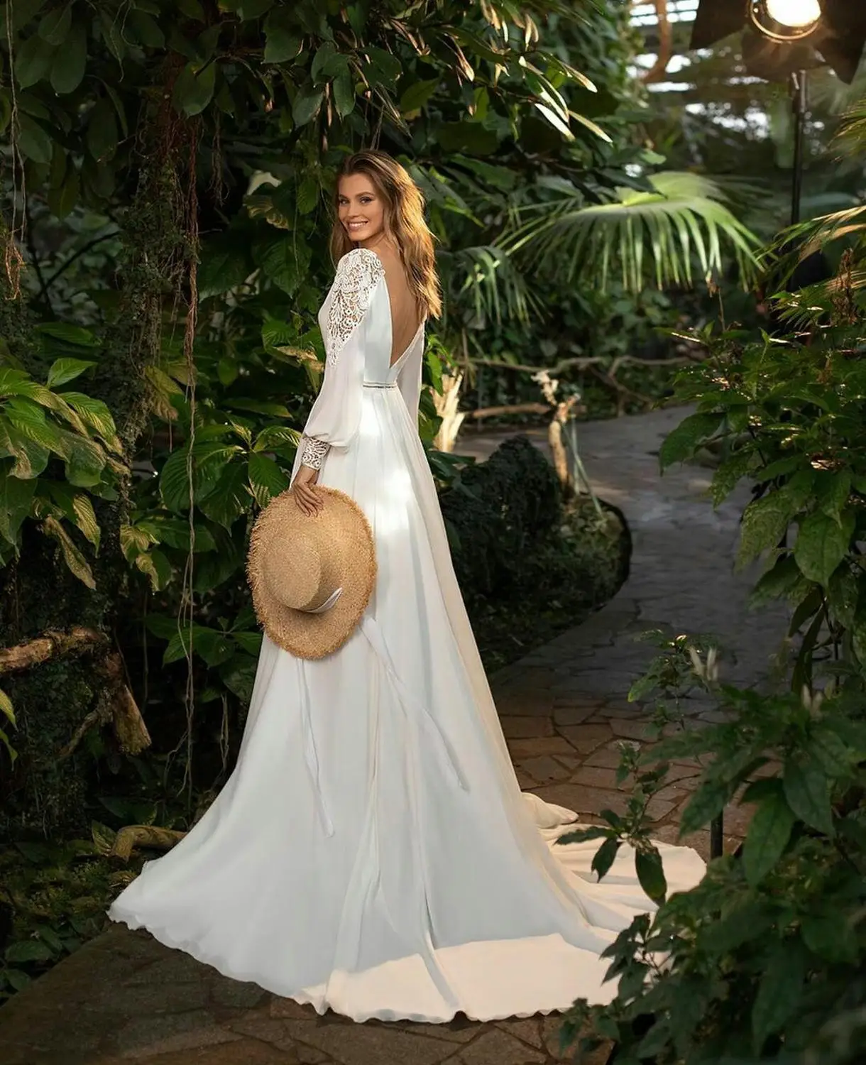 LORIE богемные Свадебные платья 2021 эластичное шифоновое кружевное с пышными