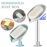leaf shaped soap dish box soap holder drain rack toilet soap box perforated free standing suction cup travel bathroom accessorie