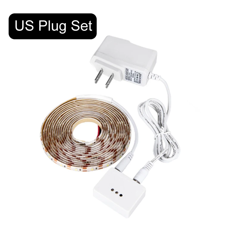 US plug set 12 В постоянного тока, ИК, ручной датчик развертки, светодиодный светильник для шкафа с регулируемой яркостью, датчик волн, SMD2835, Светодиодная лента, сделай сам, кухонный шкаф, шкаф, лампа - Цвет: US plug set