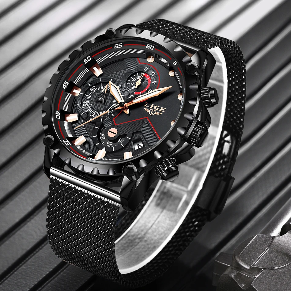 

LIGE Top Brand Luxury Mens Fashion Watch Men Sport Waterproof Quartz Watches Men All Steel Army Military Watch Relogio Masculino