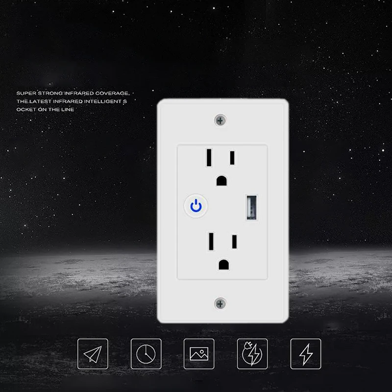 Умная розетка с usb-портом Wi-Fi настенная пульт дистанционного управления