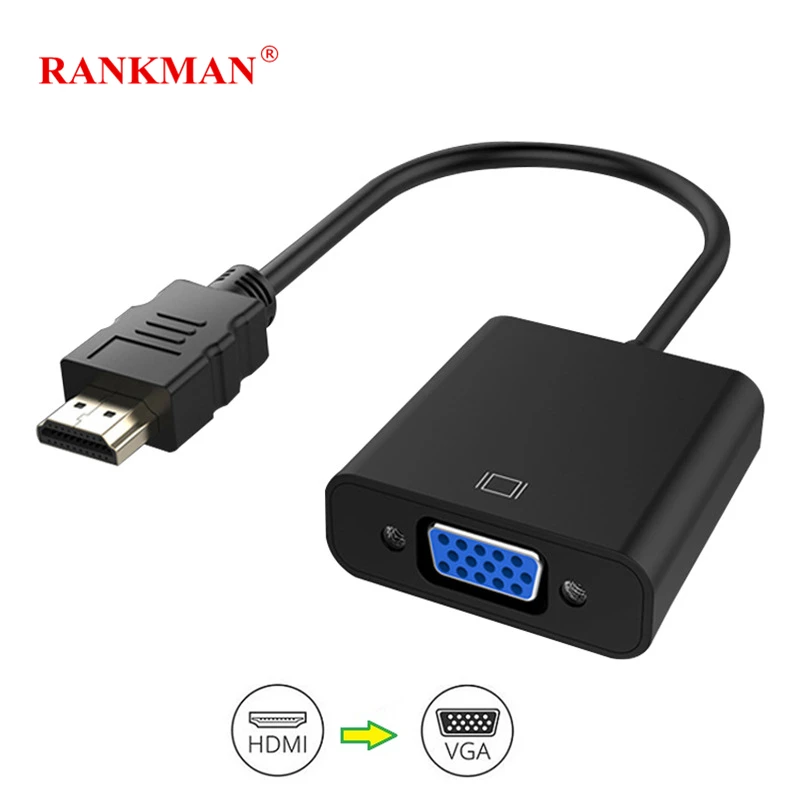 Ранкман HDMI в VGA адаптер конвертер с аудио линия питания HDMI VGA кабель 1080P для ПК ноутбук DVD ТВ Проектор Монитор