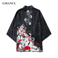 10 colors new men summer fashion printed loose half sleeve kimono jackets male japanese style casual cardigan thin outwear