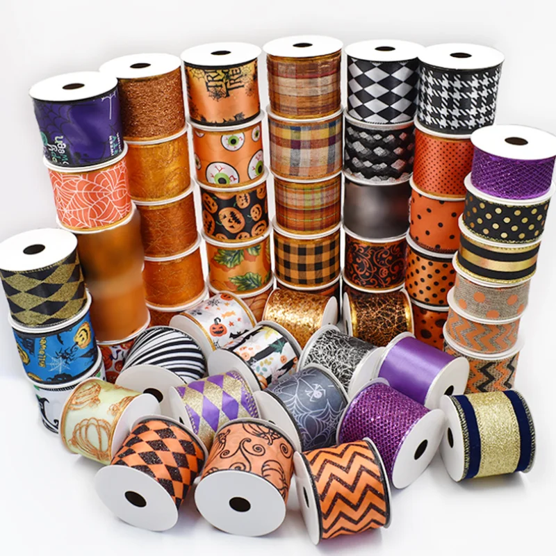 

1 Yard Halloween Decoration props Packaging ribbon scene layout ghost festival gifts Halloween Ribbon Gold party decorations