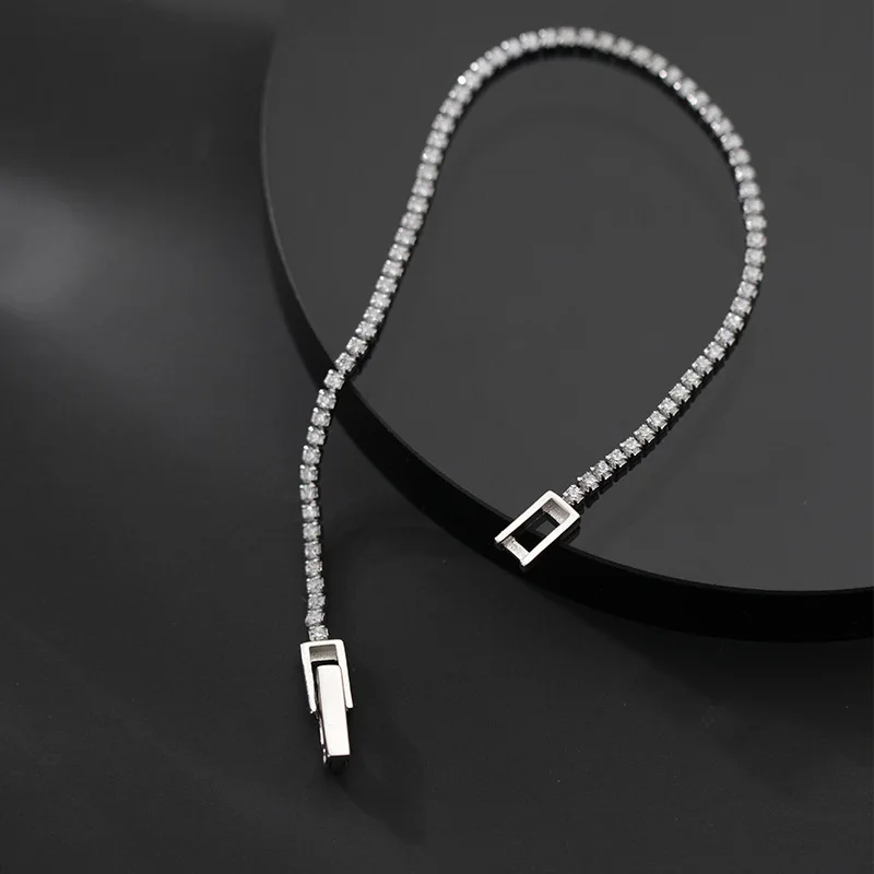 Женский браслет из серебра 925 пробы с квадратным цирконом длиной 16 см