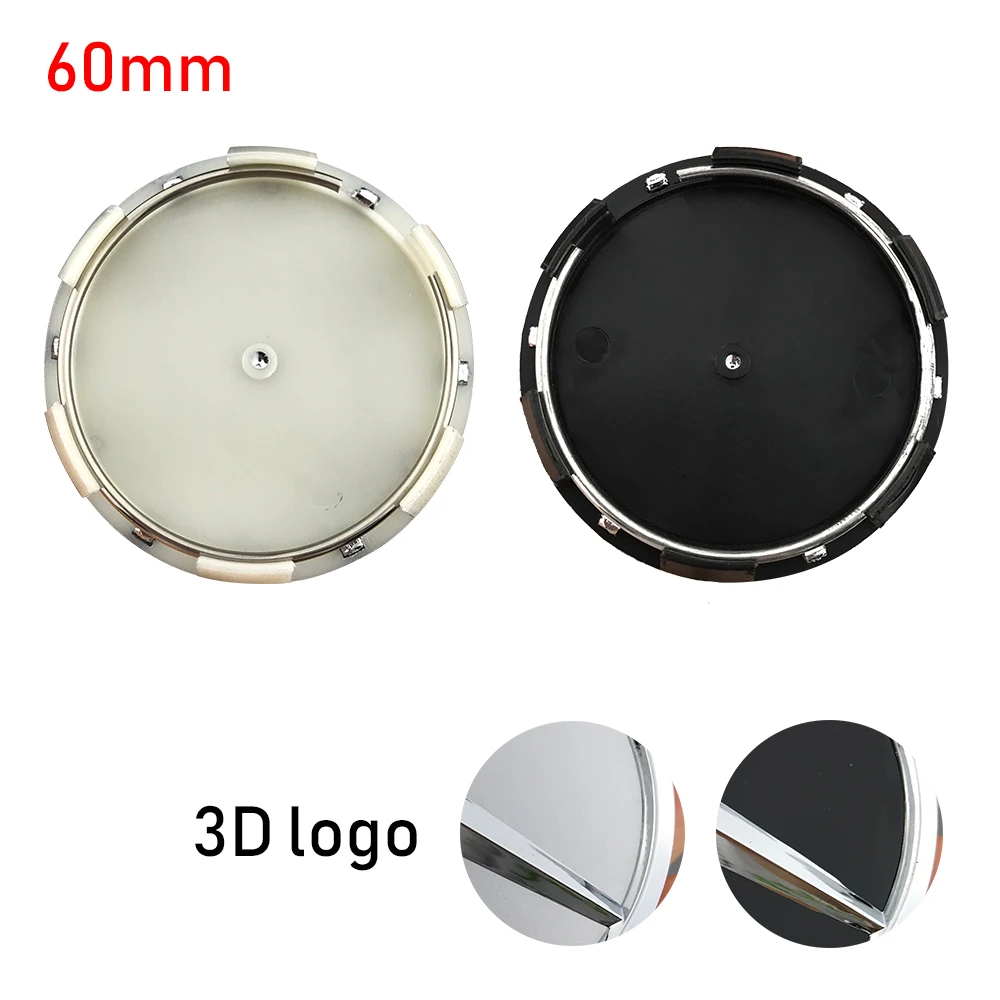 4 шт. 60 мм Черный Серебряный Центральная втулка колеса автомобиля крышки Чехлы