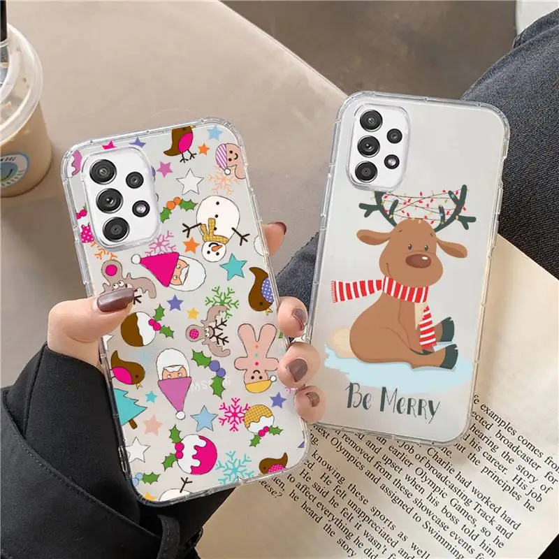 

Christmas Phone Case Transparent For Samsung s21 ultra s20 fe s10 Plus a52 a51 a12 a71 Note 20