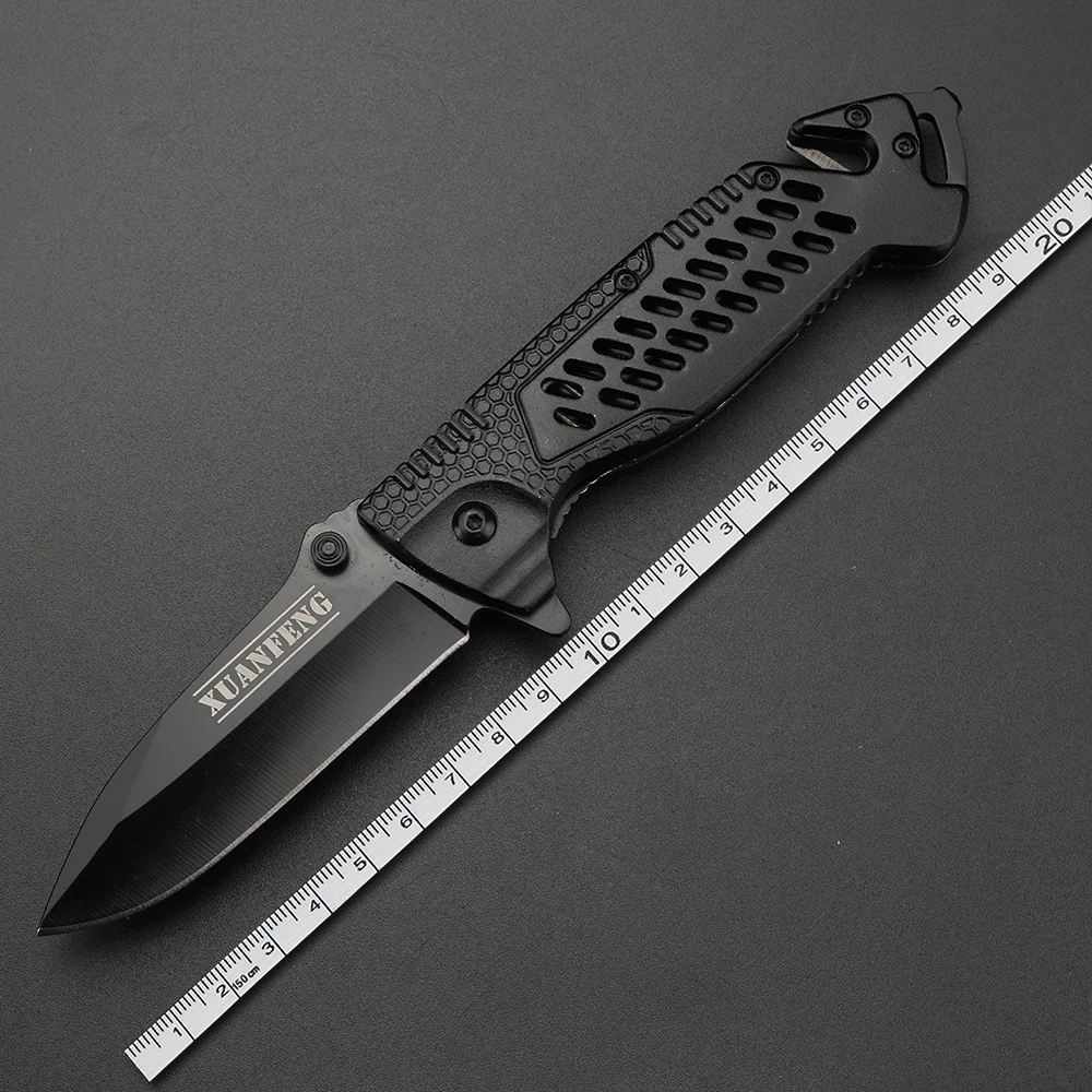 

Black Folding Pocket Knife Short Knife 57HRC with Belt Clip Hunting for Cutting Food Survive Outdoor Camping Fishing