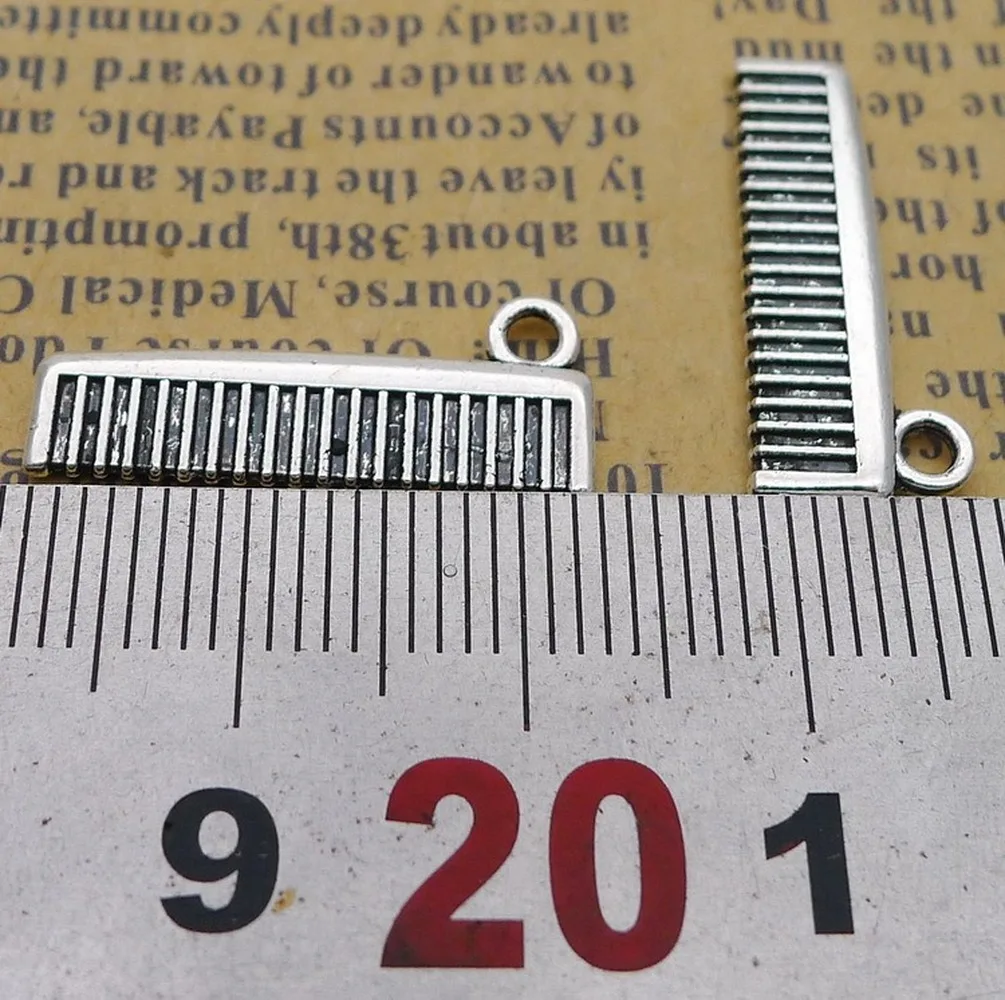 

200pcs Comb Charms 9mm x 22mm DIY Jewelry Making Pendant antique silver color