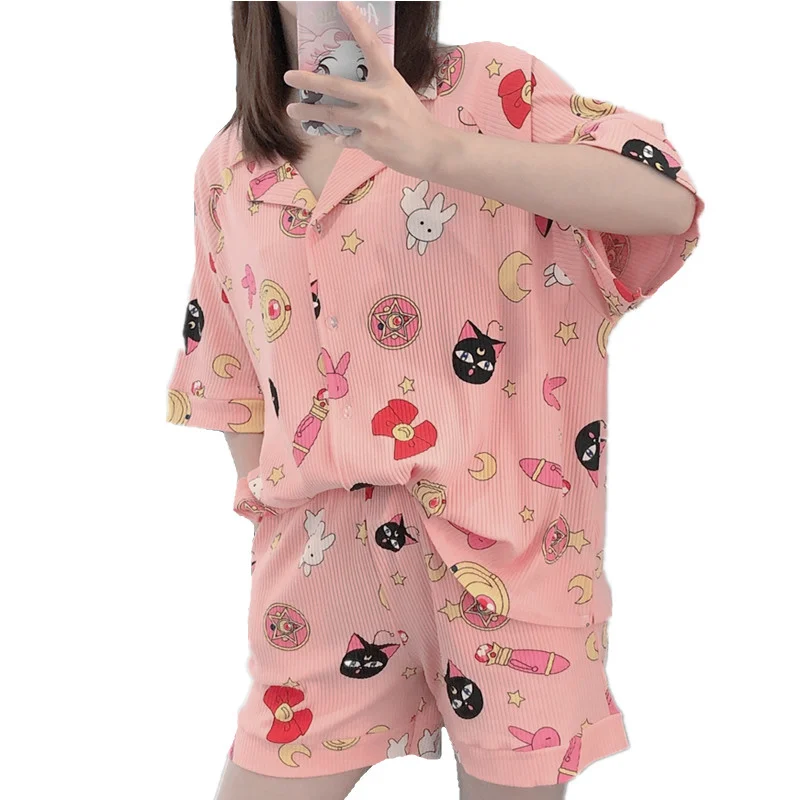 Пижамный комплект Женский в полоску хлопковый пижамный из 2 предметов с