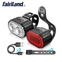 led bike front rear usb rechargeable lights bicycle riding lamp waterproof headlight and taillight lantern bike accessories