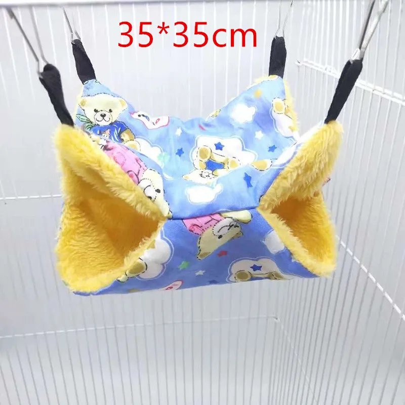 B 35x35cm Двойной Слои Pet крыса, хомяк гамак для попугай клетка для кролика висит теплые BedSwing игрушка Мышь домик для крыс клетка подвесной качающийся играть - Цвет: B 35x35cm