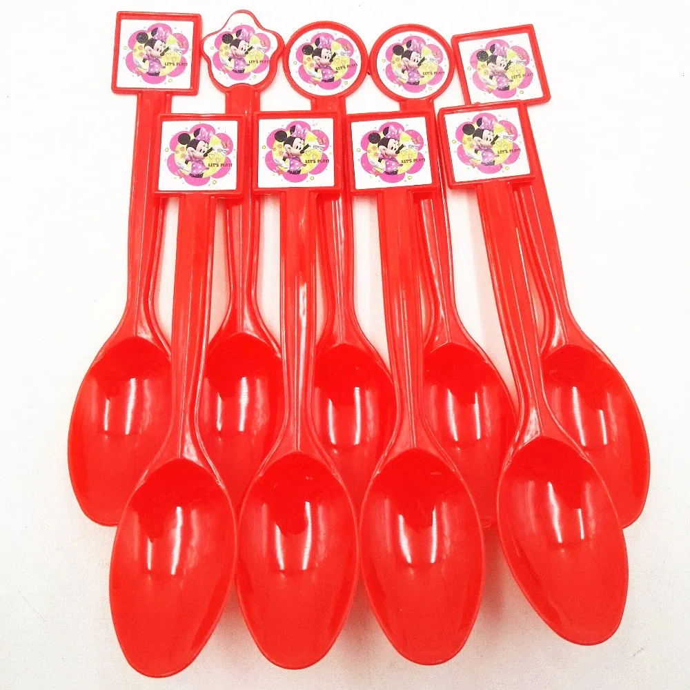 

10pcs/set Minnie Party Supplies Plastic Spoons For Kids Spoon Birthday Christmas Festival Party Decoration Favors