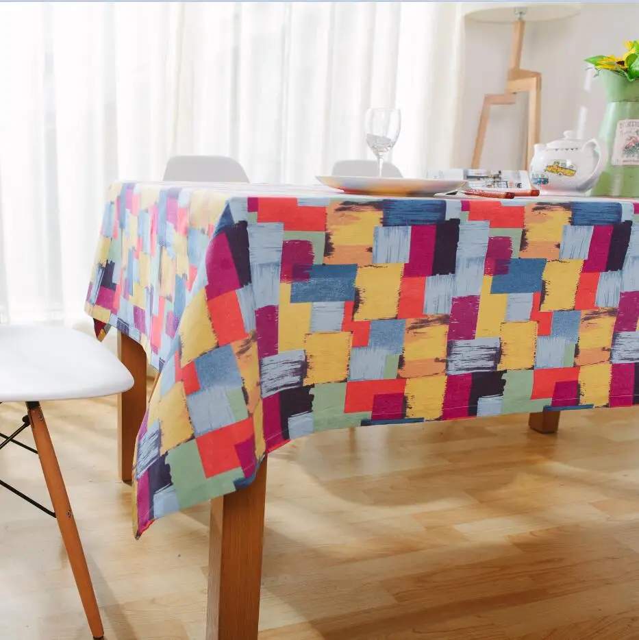 

American pastoral plaid printing tablecloth oil painting graffiti cotton and linen western table cloth table cloth table cloth