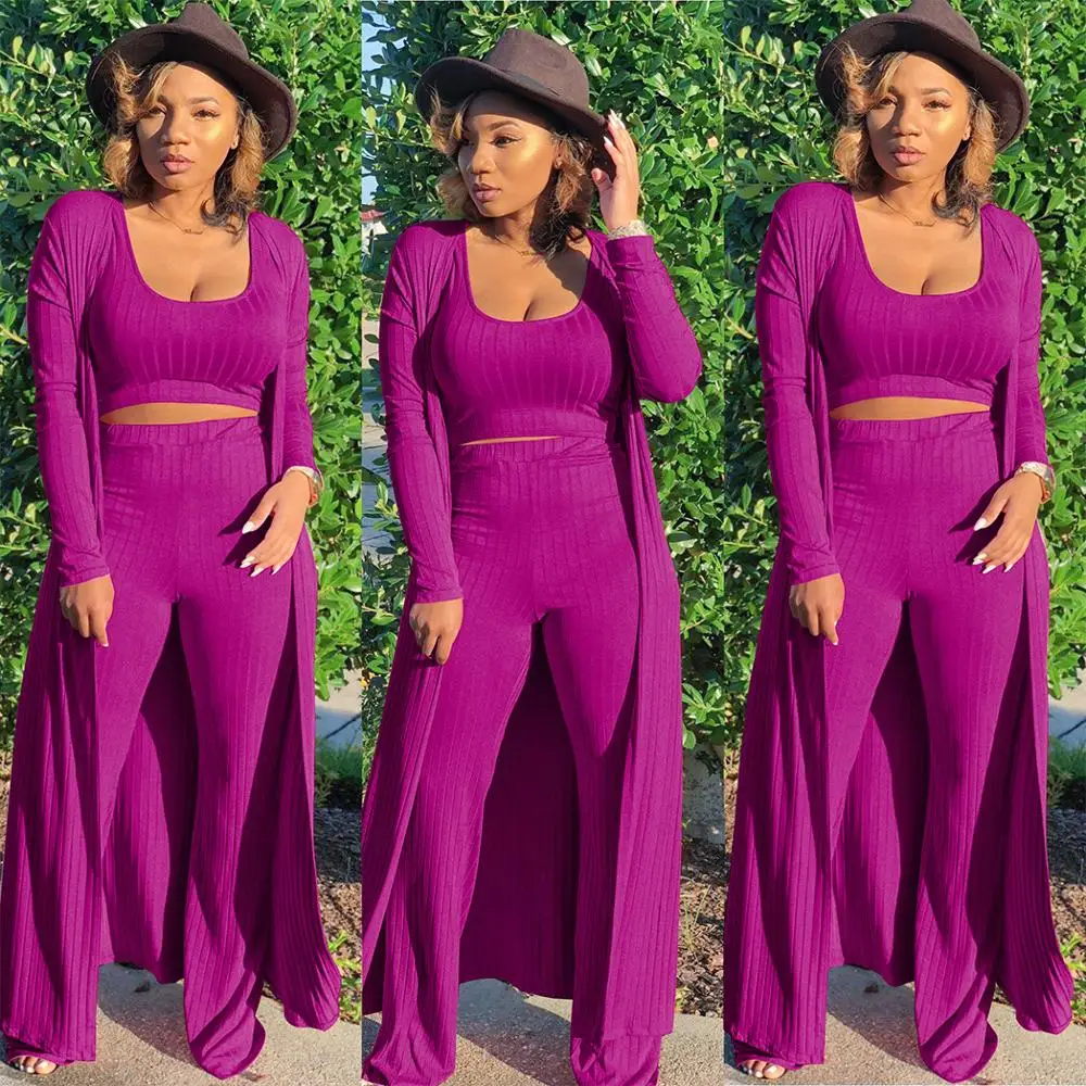 Эротичный Женский комплект из 3 предметов трикотажный укороченный топ и брюки в