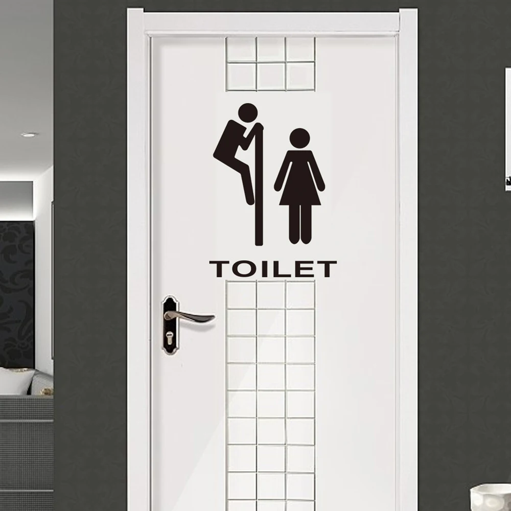 

Toilet Sticker Toilet Entrance Sign Door Stickers Wall Sticker Funny Man Woman Washroom Door Wall Decal Art Mural Home Decor