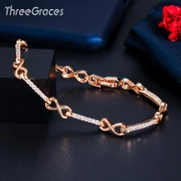 threegraces 2020 new fashion infinity number 8 link chain bracelets gold color shiny cz stone bracelet women jewelry br137