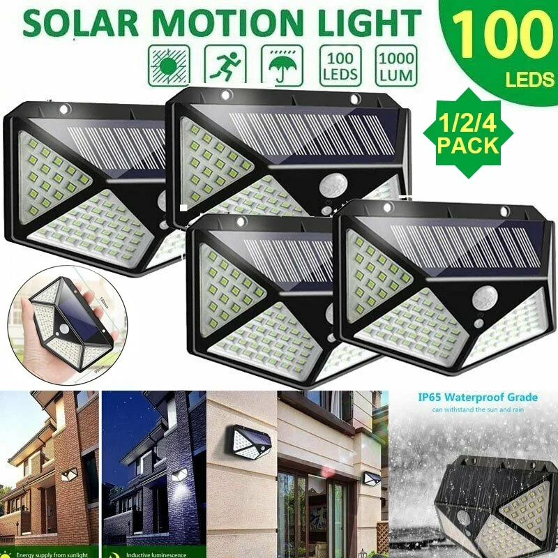 

1/24 Pack 100 LED Solar Light Outdoor Solar Lamp Powered Sunlight Waterproof PIR Motion Sensor Street Light for Garden Decoratio