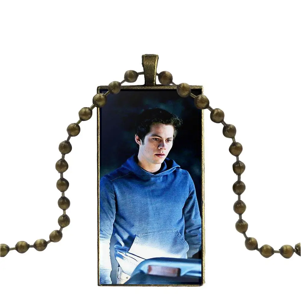 Stiles stilinski бронзовый цвет стеклянный кабошон с прямоугольной формы кулон колье