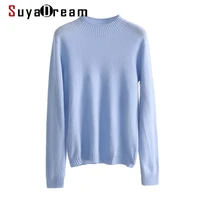 suyadream mock neck pullovers 33 2%cashmere 66 8wool plain knit seamless sweaters 2021 winter top blue gray