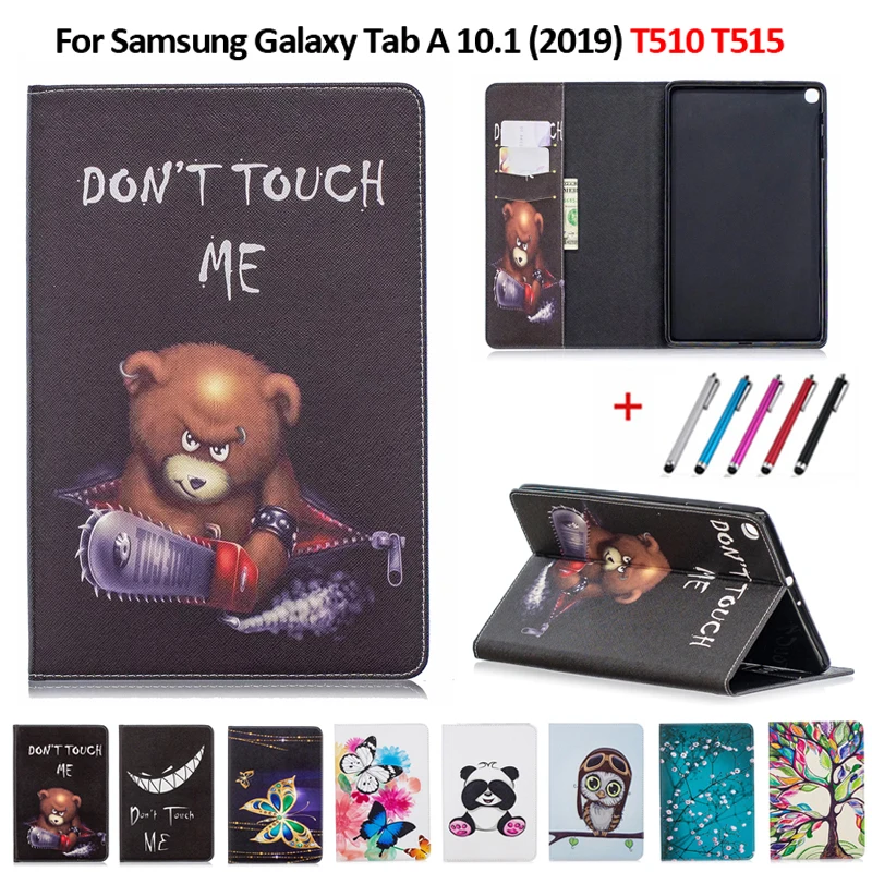 Умный чехол из искусственной кожи с принтом для samsung Tab A 10,1 чехол для планшета Funda для Galaxy Tab A 10,1 SM-T510 SM-T515+ ручка