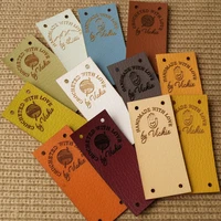 30pcs sewing labels personalised for knitting garment handmade clothing leather tags with logo folding crochet hats diy label