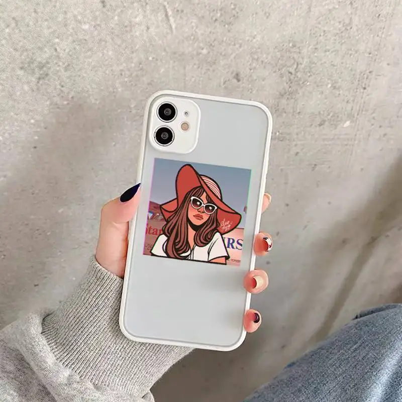

Lana Del Rey Phone Case For iPhone 12 11 Mini Pro XR XS Max 7 8 Plus X Matte transparent White Cover