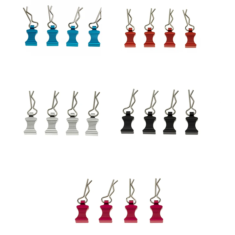 

4Pcs R-Type Body Shell Clips Pin with Aluminum Mount Set for Axial SCX10 TRX4 1/8 1/10 RC Cars Parts Accessories