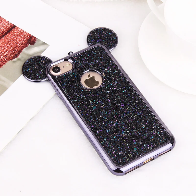Роскошный чехол с 3D мышкой для iPhone 11 Pro Max XR XS X Блестящий силиконовый чехол с бантом для iPhone 8 7 6 Plus 5 5S SE 10