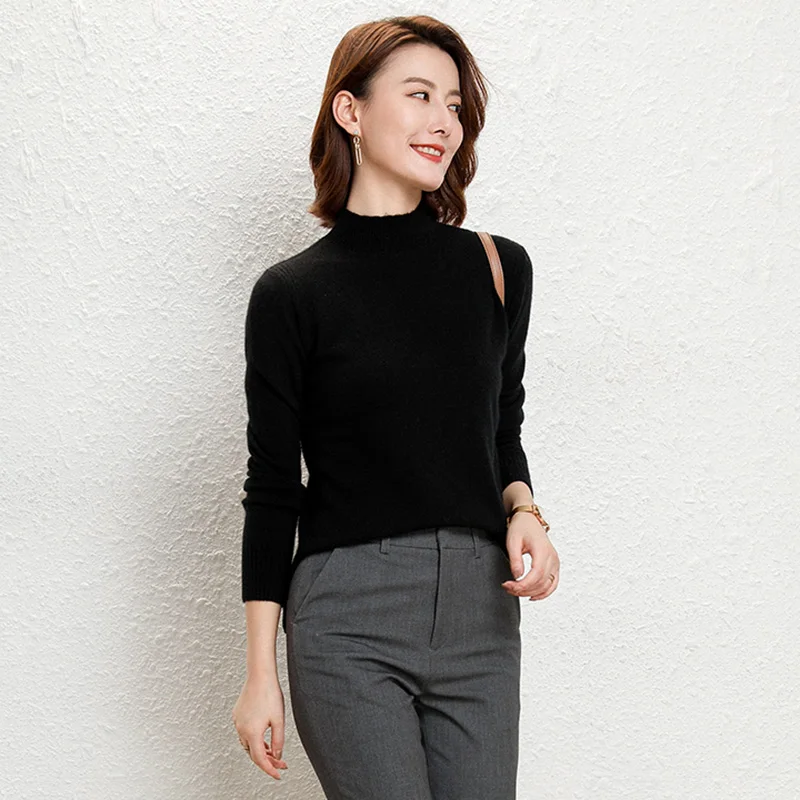 adishree 2020 woman winter 100% Cashmere sweaters and autumn knitted Pullovers High Quality Warm Female thickening Turtleneck