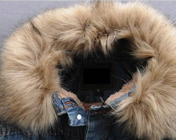 

Winter Denim Jackets for men , Male Fur Collar Plus Thick Velvet Jeans Outwear Coat roupas masculinas