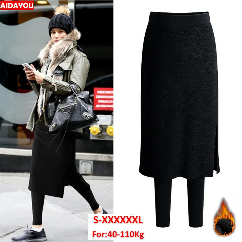 Зимняя Теплая Флисовая длинная юбка осенне Весенняя модель Женская поддельная