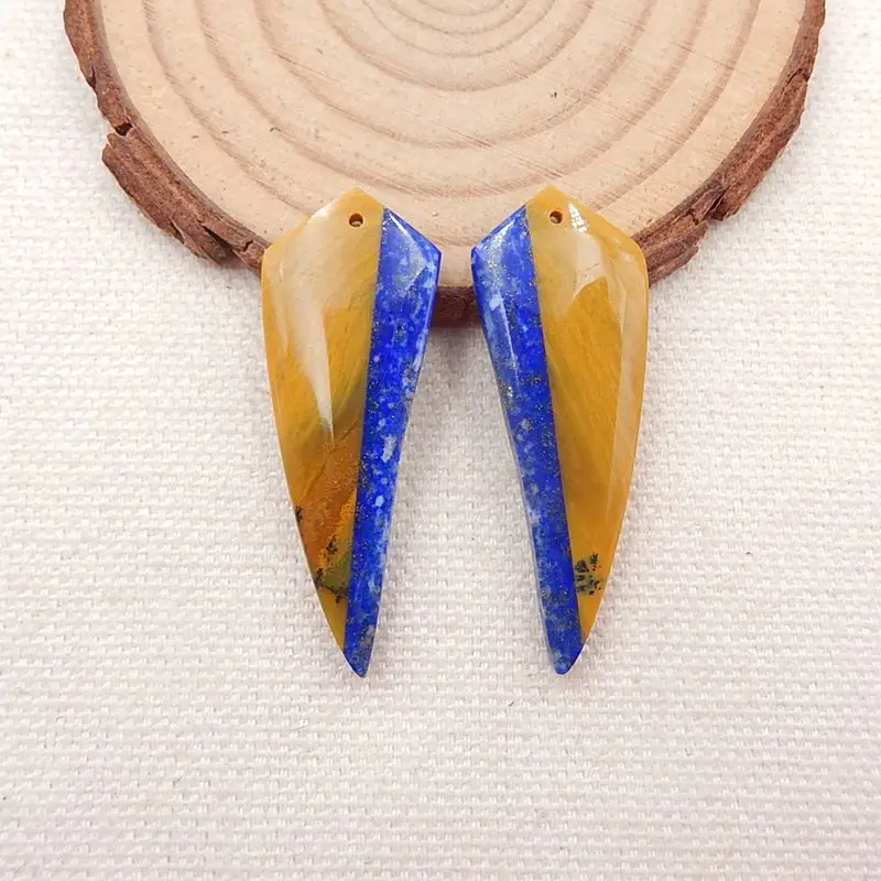 Новый натуральный камень лазурит желтый опал Intarsia серьги из драгоценного камня
