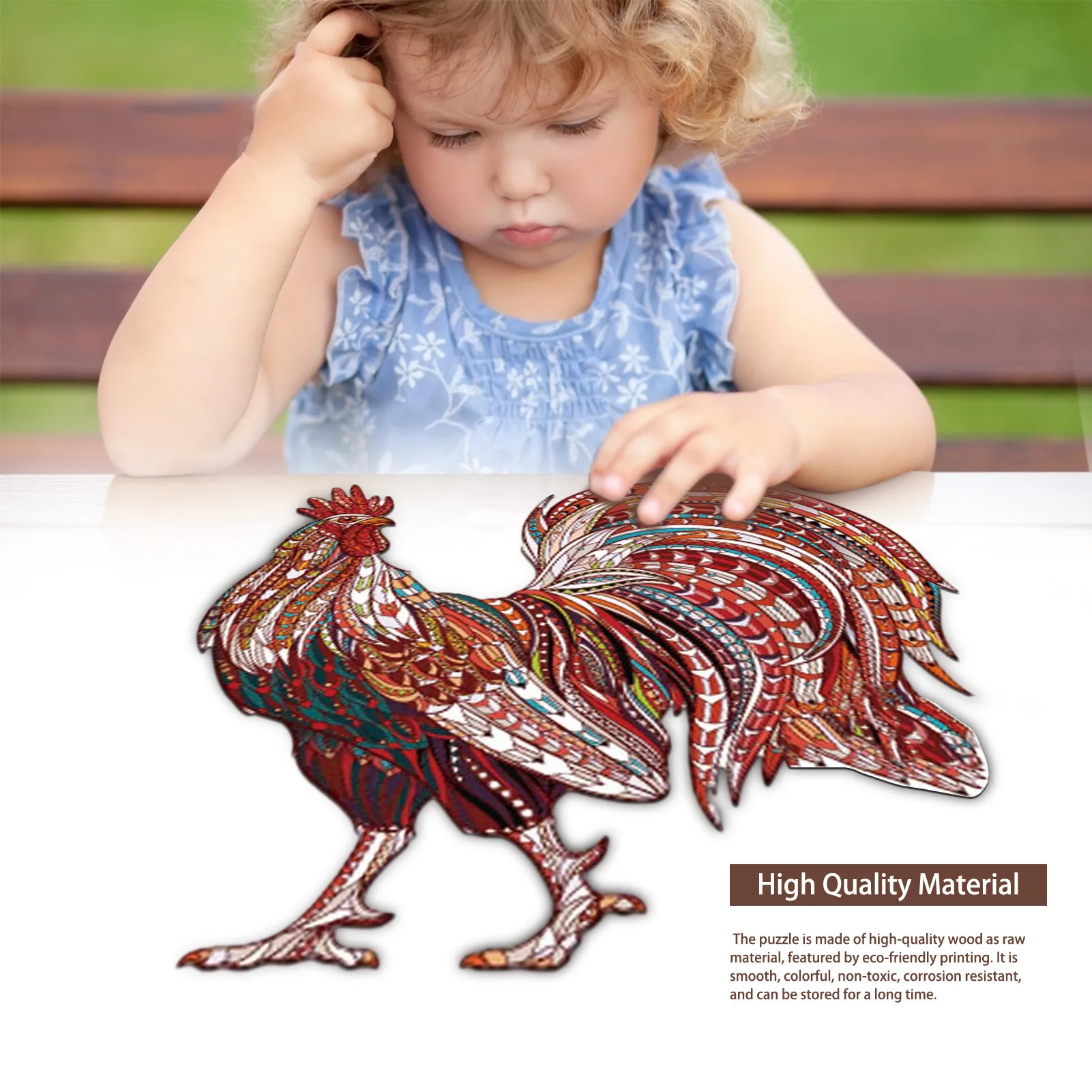 

Wooden Jigsaw Puzzle Unique Shape Rooster Puzzle Board Set Toy Interesting 3D Wooden Puzzles For Adults Kids Educational robust