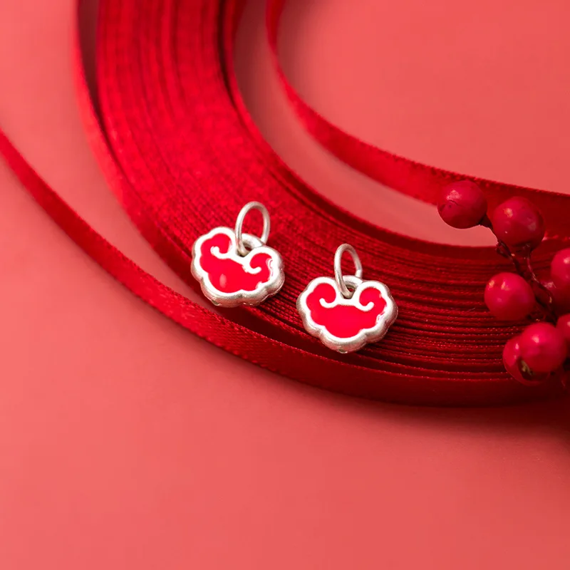 MEETSOFT S925 Серебряный Красный замок из смолы шарм на удачу подвеска сделай сам