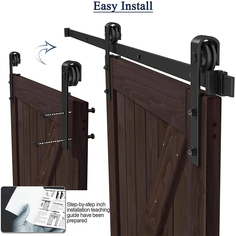 

HACCER 4-9.6FT Sliding Barn Door Rail Hardware Carbon Steel Barn Door Hanger System Heavy Duty Roller Track for Single Door