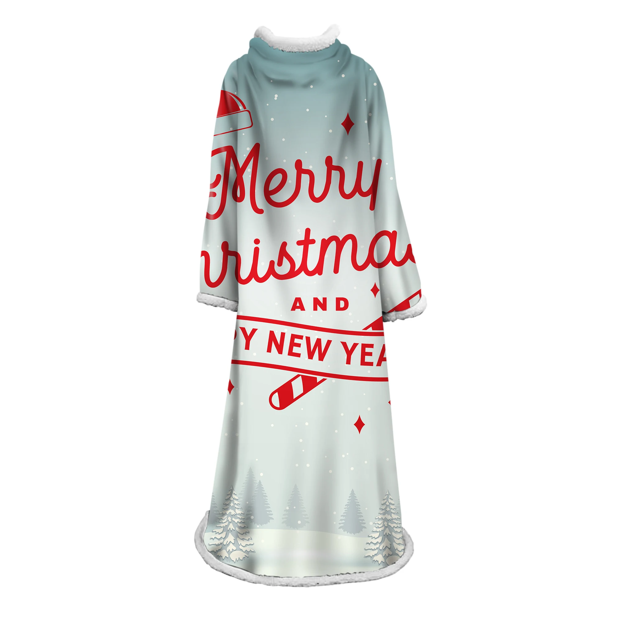 Новое теплое одеяло с рождественским принтом рукавом для взрослых и детей