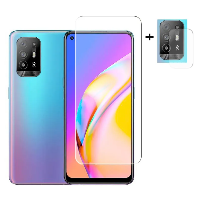 Vidrio de pegamento completo para OPPO A94, pel&iacute;cula protectora de tel&eacute;fono para OPPO A94, A74, A54, 5G-0