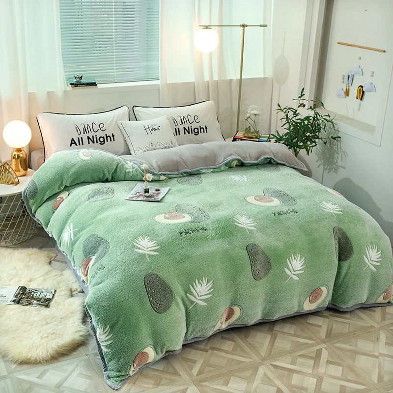 

220x240cm Winter Flannel Duvet Cover 1pcs Soft Warm Coral Fleece Blanket Keep Warm Bed Quilt Covers Home Textiles