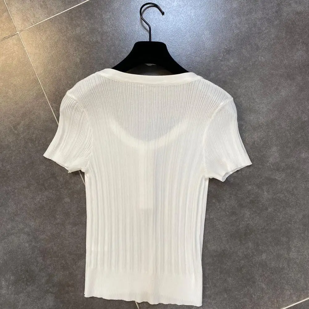 

New 2020 Sexy Summer Square Collar shirt Harajuku Women Tees Black Short Sleeve Slim High Quality Short Tshirt Knitwear Mujer